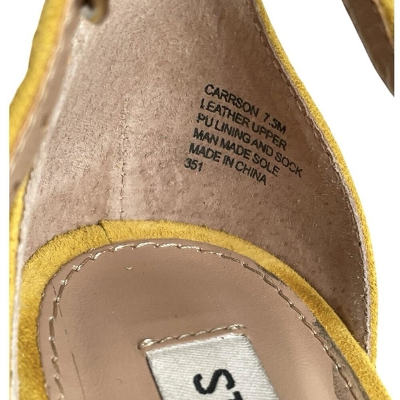Steve Madden Carrson Yellow Suede Block Heel Sandals Womens 7.5M Excellent - Picture 10 of 11
